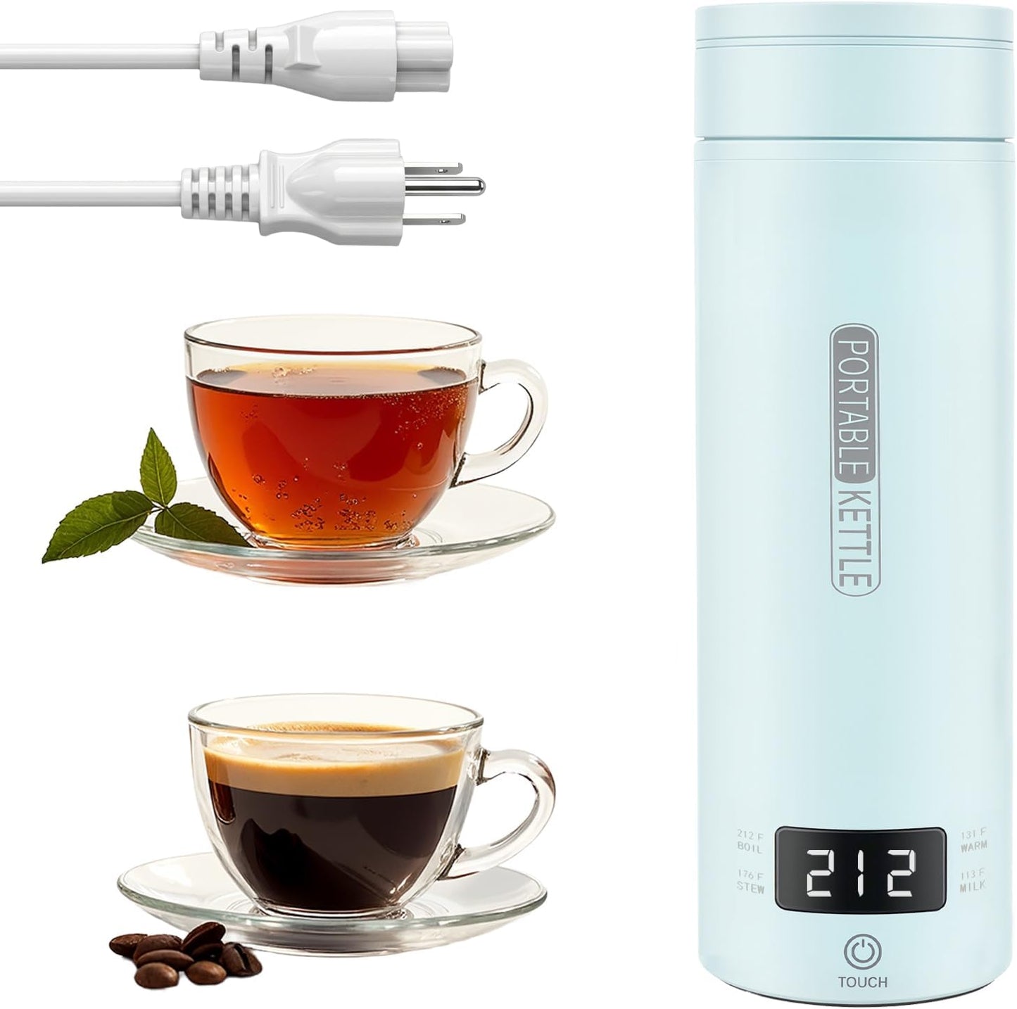 Portable Electric Kettle （120V）, Travel Tea Kettle, 316 Stainless Steel Premium Liner, 4-speed Temperature Adjustment with Auto Shut-off and Boil-Off Protection black