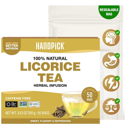 HANDPICK, Organic Chamomile Tea Bags (100 Herbal Tea Bags) Caffeine Free| Premium Floral Chamomile Herbal Tea in Eco-Conscious Teabags | Direct from Source