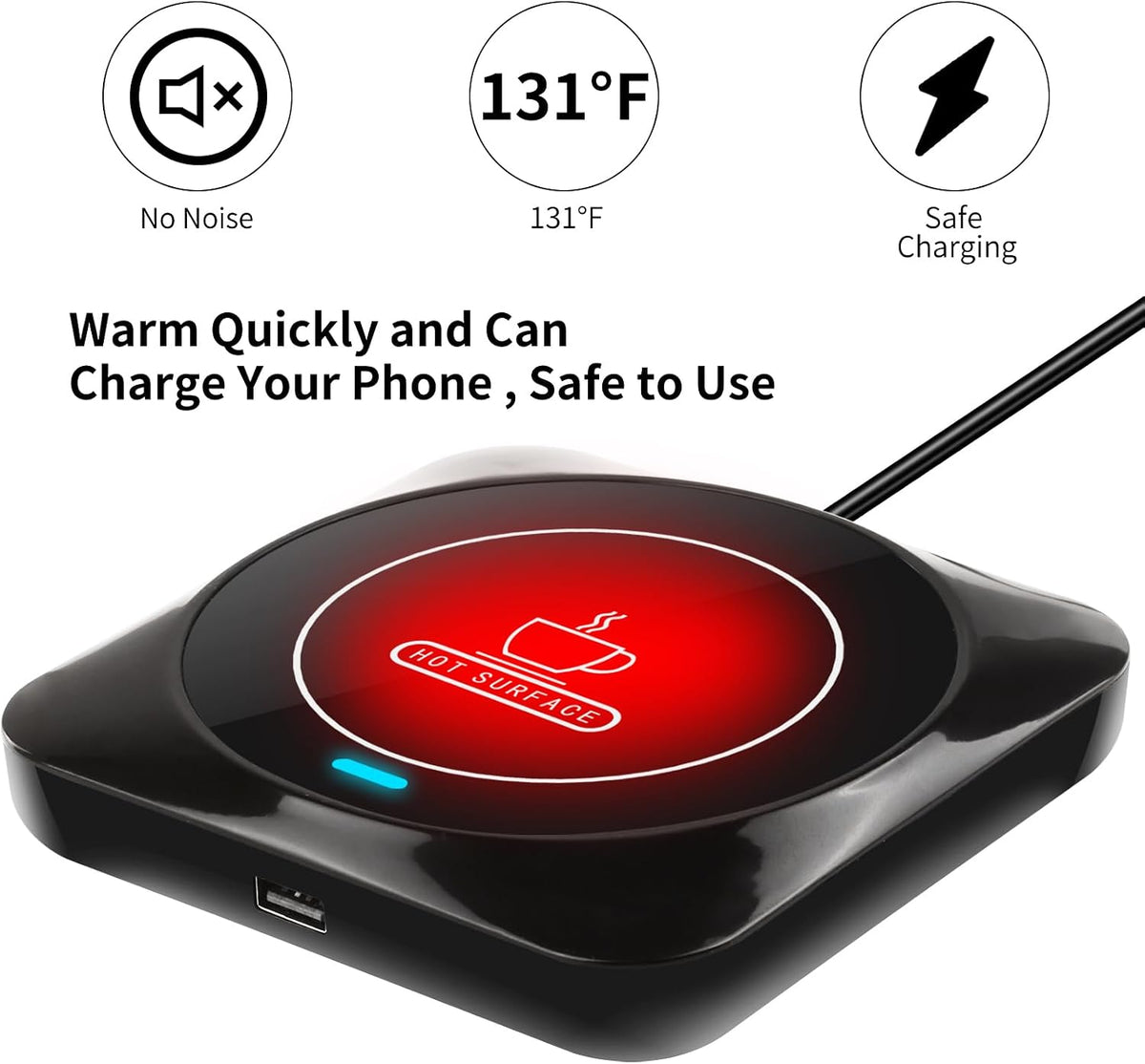 Coffee Mug Warmer, Smart USB Coffee Cup Warmer with Pressure-Induced Auto On/Off, Coffee Accessories for Home Office Desk