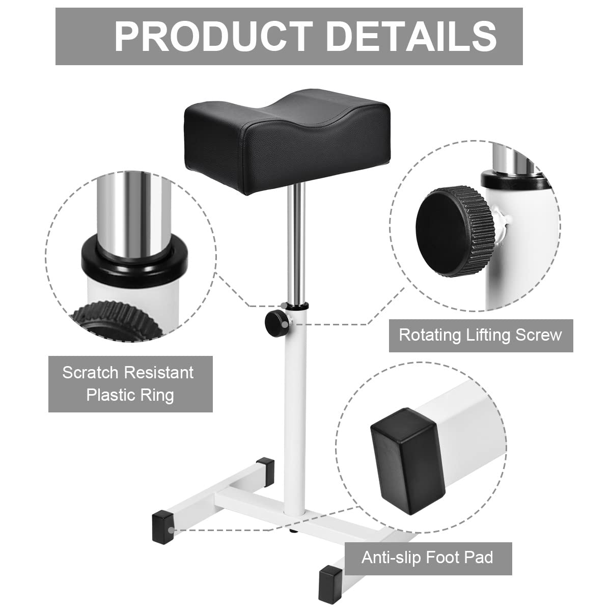 FLOLXNB Pedicure Manicure Footrest, Foot Massage Manicure Nail Beauty Stool Stand, Adjustable Height Footstool for Home Beauty Salon Spa Tattoo (Pink)