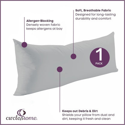 CirclesHome Pillow Protectors 4 Pack Standard Zippered - 100% Cotton Breathable Pillowcases - Protects Pillows from Dirt, Dust and Debri (Standard - Set of 4 - 20x26)