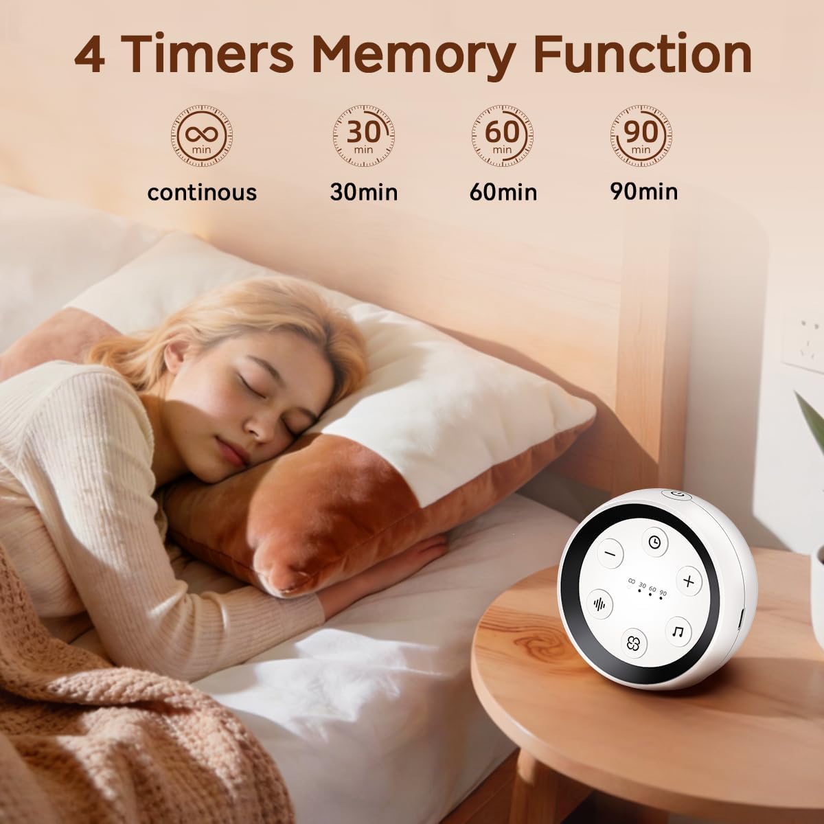 Sound Machine Baby Patter for Sleeping Cute White Noise Machine for Baby Kids Adults with 32 Soothing Sounds 32 Volume Levels Brown Noise Machine with 4 Timer Memory Funtion for Travel Office Privacy