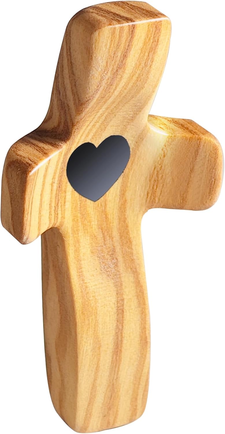 Cross My Heart/Encouragement Gift Wood Comfort Pocket Prayer Cross for Clutching, Clinging and Praying Christian Religious Gift