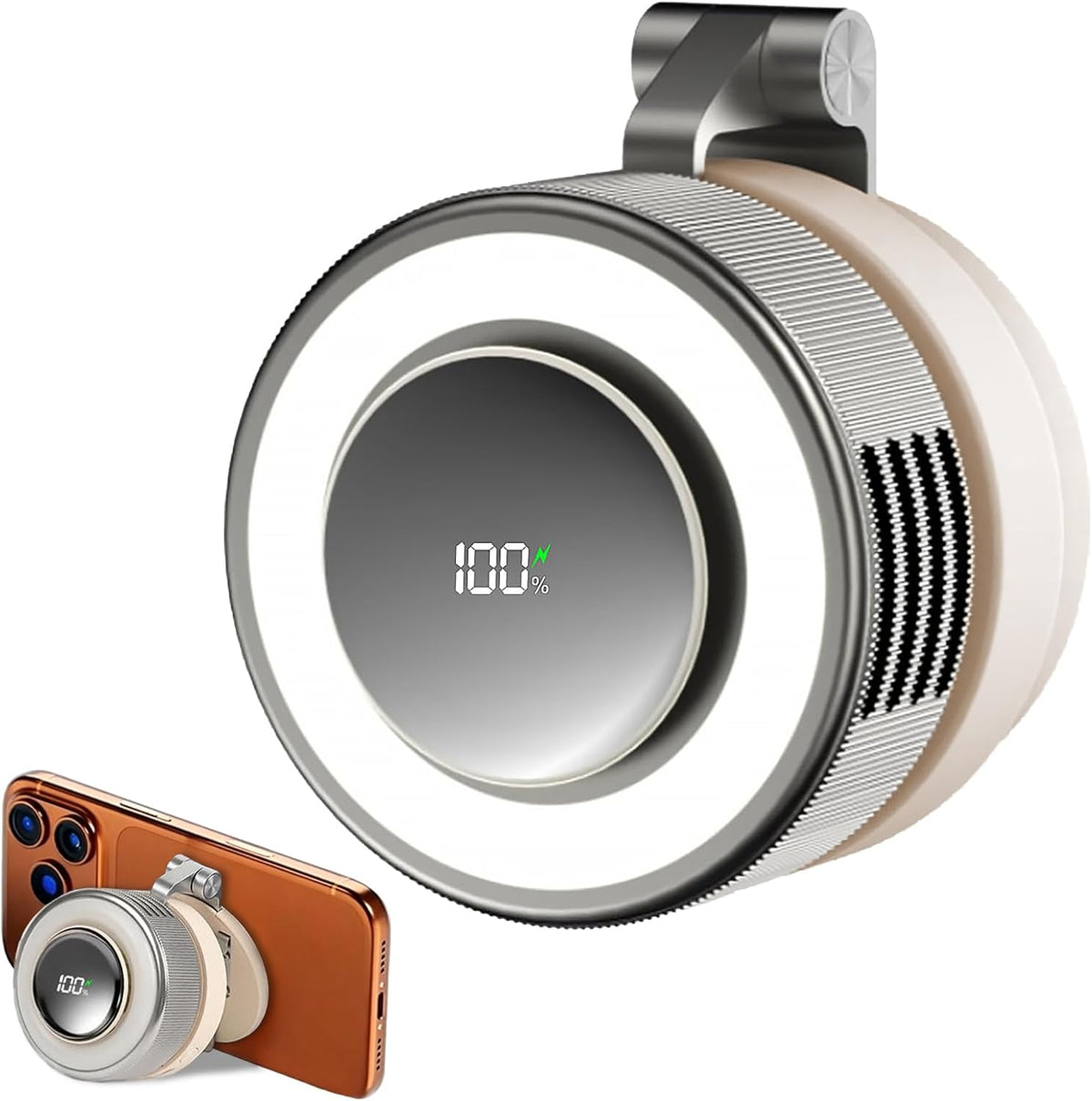 Portable Clip-On Fan, Mini USB Rechargeable 360° Rotatable Fan, Personal Fan 3-Speed Silent Mini Bladeless Fans (White)