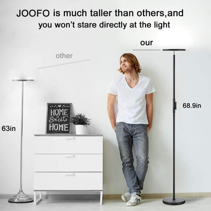 JOOFO LED Torchiere Floor Lamp with Remote, Stepless Dimmable Black