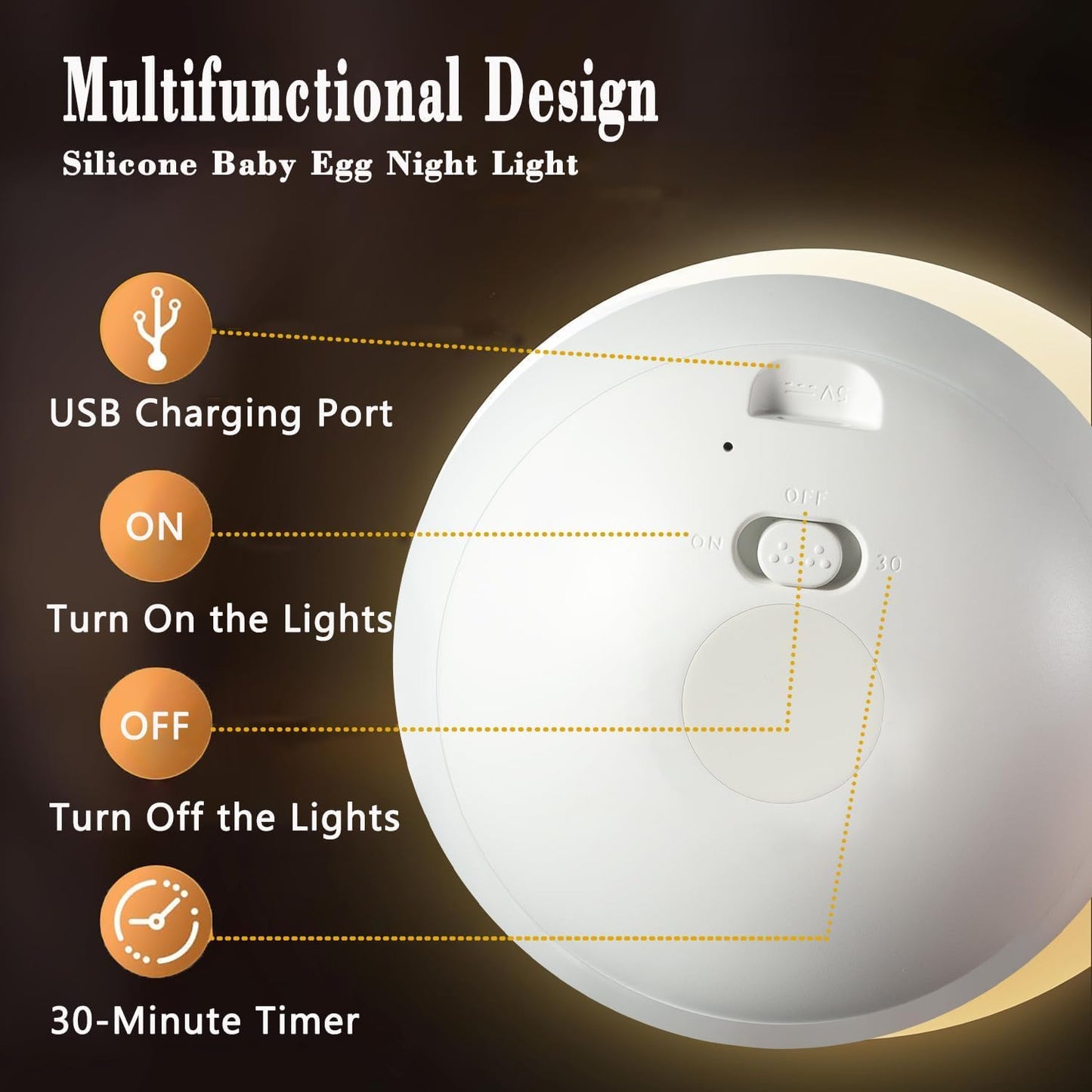 Night Light for Kids,Egg Night Light for Baby Nursery, 3-Level Dimming &30-Min Timer Portable Nursery Night Lamp forBaby Nursery & Kids Bedroom,BPA Free, Eye Caring, Soft