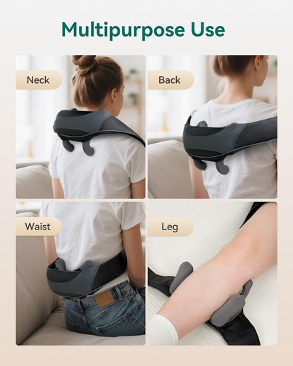 Snailax Cordless Neck Massager with Heat for Pain Relief Deep Tissue, 4D Kneading,Rechargeable Shiatsu Back Neck Massager for Neck, Shoulders Back，Gift for Father