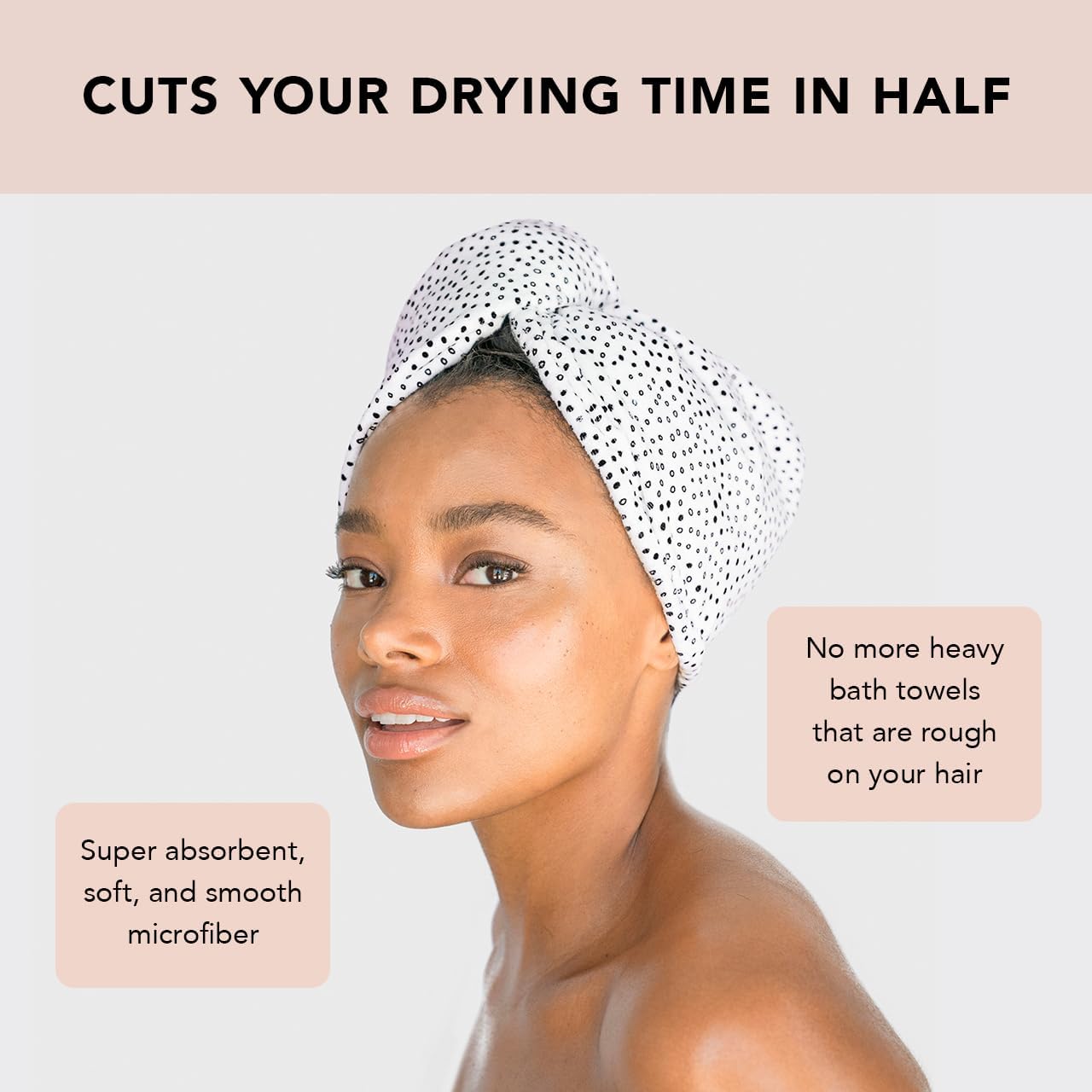 Kitsch Microfiber Hair Towel Wrap for Women – Ultra Absorbent Microfiber Bath Towels for Wet, Curly, Long or Short Hair – Anti-Frizz Hair Wrap, Great Hair Products Gift for Women – Pink
