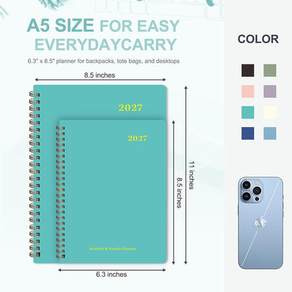 Planner 2026-2027, Weekly and Monthly Calendar Planner, JUL 2026 - JUN 2027 - Colors B