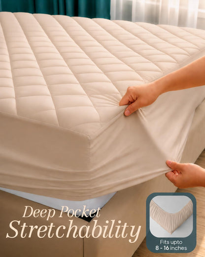 Quilted Fitted Mattress Pad, Queen Mattress Protector Topper with Deep Pocket Stretches up to 16 Inches, Machine Washable Mattress Cover by Utopia Bedding (White)