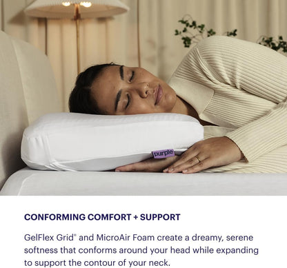 Purple DreamLayer Pillow - Standard Size - Cooling Memory Foam Alternative Neck Pillow, Soft Contour-Hugging GelFlex Grid and MicroAir Foam, Adjustable Loft, Pressure-Relieving Support