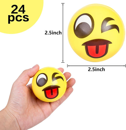 LOVESTOWN 24PCS Stress Balls Bulk for Party Favors, 2.5 Inch Squishy Toys