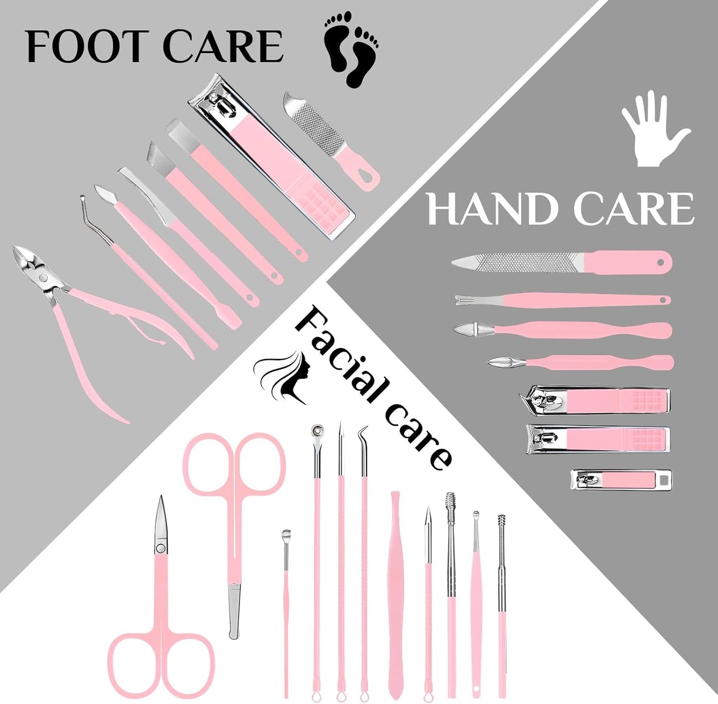 MINKINH Manicure Set Professional Nail Clipper Kit-26 Pieces Stainless Steel Manicure Kit,Nail Care Tools with Luxurious Travel Case (Brown)