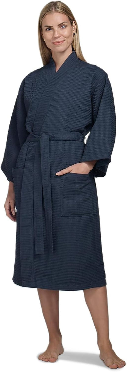 Women’s Waffle Robe by Boca Terry, Kimono Style Lightweight Summer Robe