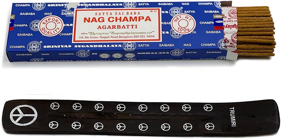 TRUMIRI Incense Stick Holder Bundle with Satya Sai Baba Nagchampa 250g Bulk Incense Sticks Nag Champa Agarbatti - Pack of 1 (Approx 250 Insence-Sticks)