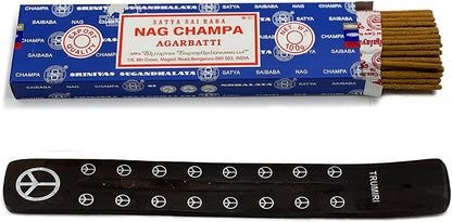 TRUMIRI Incense Stick Holder Bundle with Satya Sai Baba Nagchampa 250g Bulk Incense Sticks Nag Champa Agarbatti - Pack of 1 (Approx 250 Insence-Sticks)