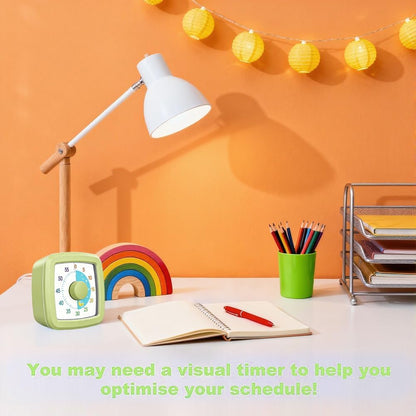 Visual Timer for Kids & Adults, 60 Minute Rainbow Countdown Timer, Time Management Tool for Classroom, Home, Kitchen, Office, School (Green-Round-Rainbow)