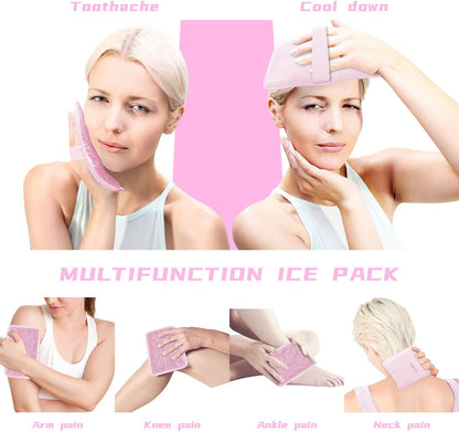 Gel Beads Ice Pack Ice Bag with Strap-1 Pack Reusable Hot & Cold Pack Compress for Knee, Shoulder, Foot, Back, Ankle, Neck, Hip, Elbow, Wisdom Tooth-7.76''x4.93''(Blue)