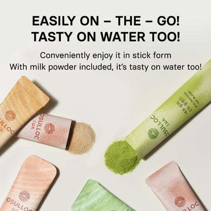 OSULLOC Jeju Matcha Milk Tea Powder Stick Packets, 10 Count