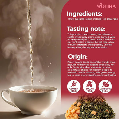 WOTIHA 40 Count Premium White Peach Oolong Tea Bags - 100% Natural, Fresh Sweet Peach Flavor, Aromatic Oolong Taste, Caffeinated, Additive-Free, Sugar-Free, Vegan
