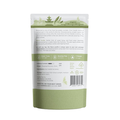 Premium White Silver Needle Tea Bags - Bai Hao Yinzhen Tea Triangles - Chinese Silver Tip White Tea - Low Caffeine Level