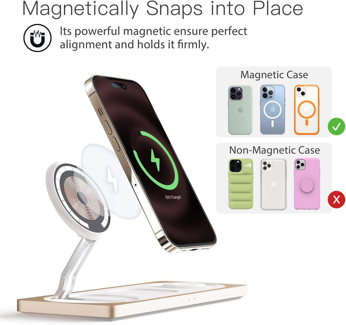 PETINO 3 in 1 Wireless Charging Station for Apple Devices with MagSafe