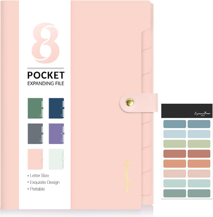 Sooez Elegant Accordion File Organizer, 8 Pocket Expanding File Folder