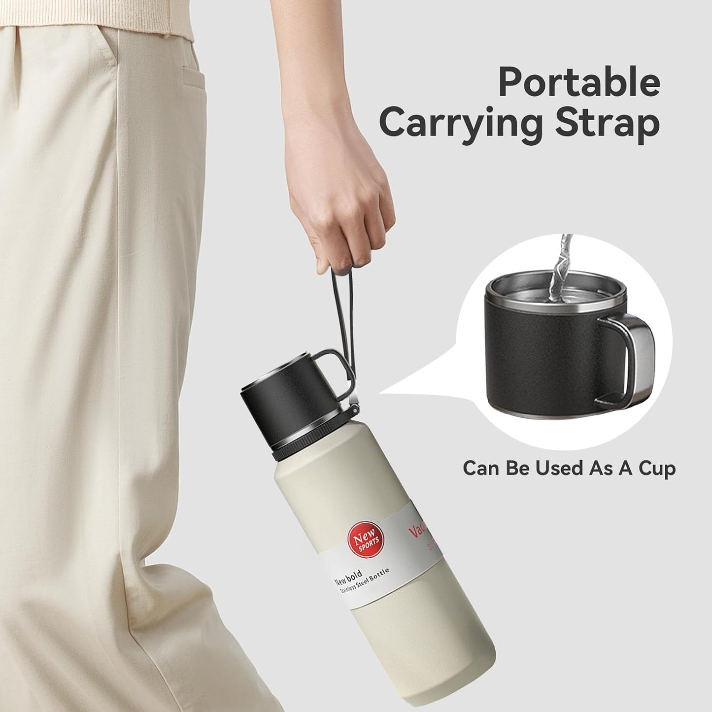 Stainless Steel Insulated Tea Infuser Bottle, Vacuum Insulated Water Bottle, Tea Tumbler with Separate Tea Compartment, 24-Hrs Insulation Commute Travel (White,32oz/1000ml)