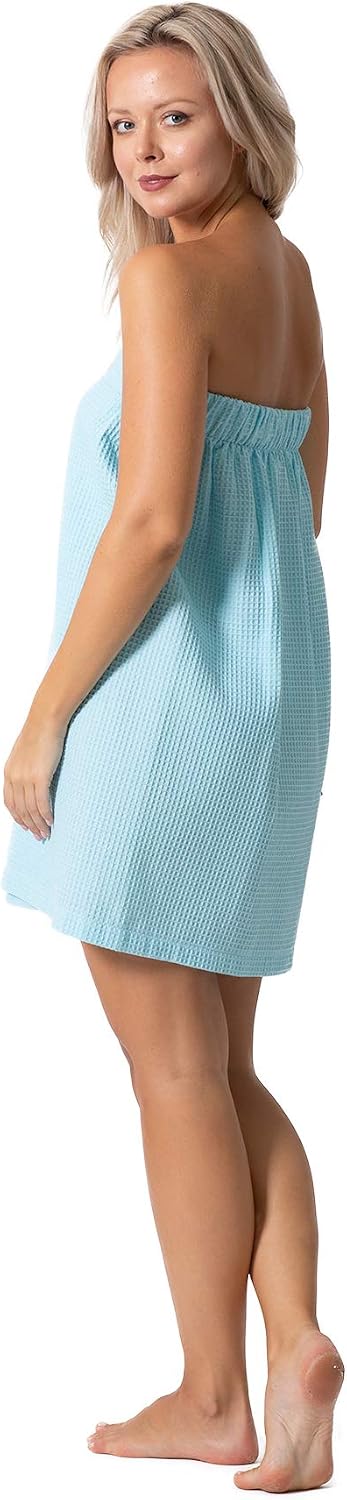Turkish Linen Women’s Waffle Spa Body Wrap with Adjustable Closure