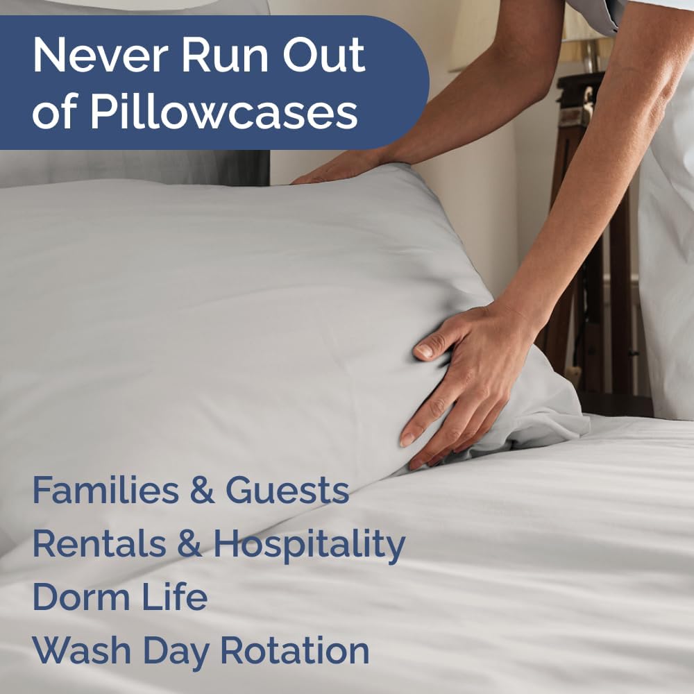 Standard Pillow Cases Set of 10 - Ultra Soft Hotel Quality Pillowcase Covers - Comfy, Cozy & Wrinkle Free - Shrink, Stain and Fade Resistant - Machine Washable Pillow Protectors - 10 Pcs Set - White - Colors B