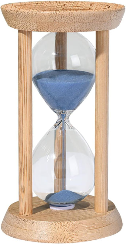 Hourglass 15 Minute,Wood Sand Timer 15 Min, Unbreakable Sandglass,Sand Watch for Study,Yoga,Cooking,Desk Decor & Gift,White