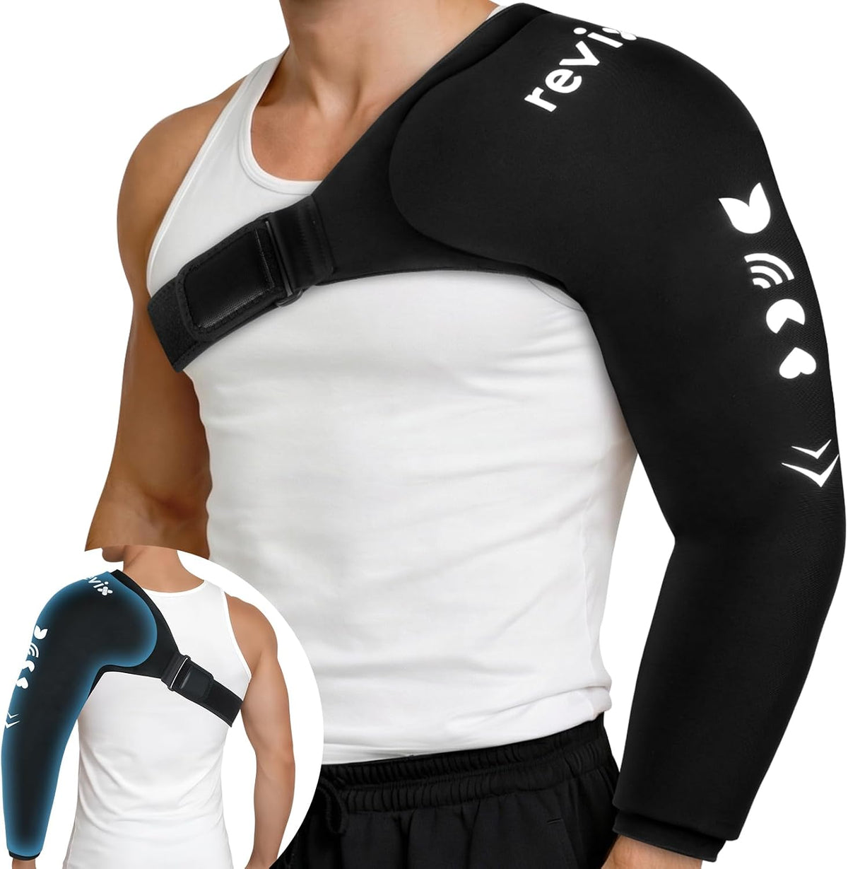 REVIX Arm & Shoulder Ice Pack Wrap for Pitchers, Gel Cold Pack, S