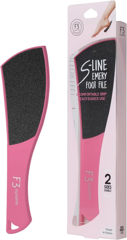 S-Line Emery Foot File, Colossal Double-Sided Pedicure Tool, Effective for Cracked Heel, Ergonomic Design for Easy Grip (White)