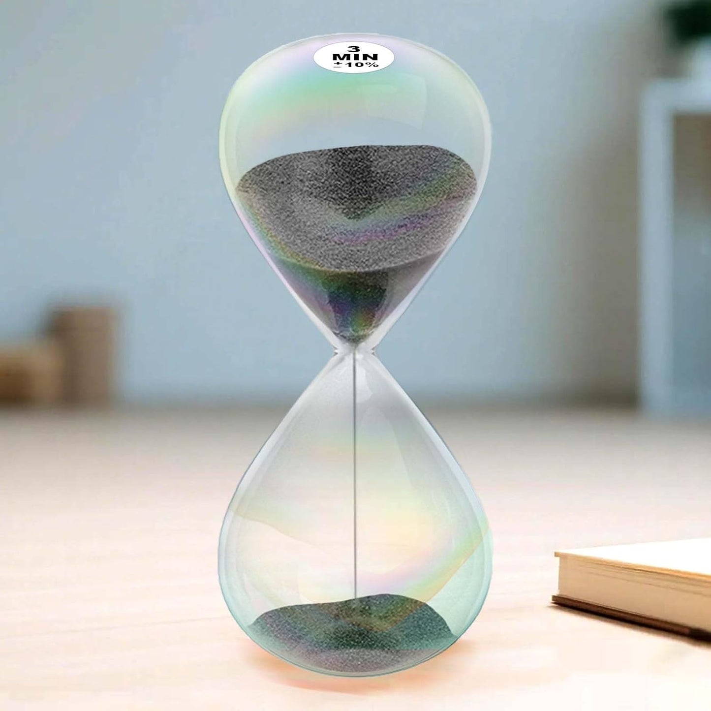 3 Minute Sand Timer,3M Sand Clock with Simple Biloba Puff Design, Reloj De Arena, Large Blue Sand Watch 3 Min Hourglass Sandglass for Home,Desk,Office Decorative (Blue)