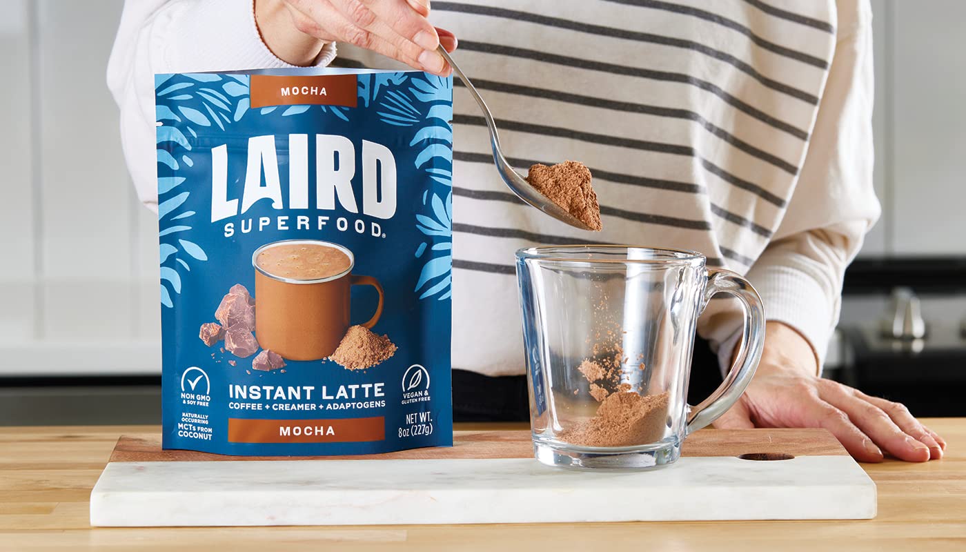 Laird Superfood Chai Instant Latte with Adaptogens - Instant Chai Tea Powder with Superfood Coconut Creamer - Gluten Free, Non-GMO, Vegan, 8 oz. Bag, Pack of 1