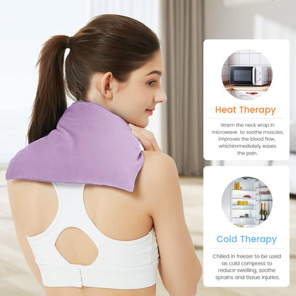 MORLIDEN Microwavable Heated Neck Wrap Warmer and Shoulder Weighted Heating Pad Microwave for Hot and Cold Compress - Dark Gray