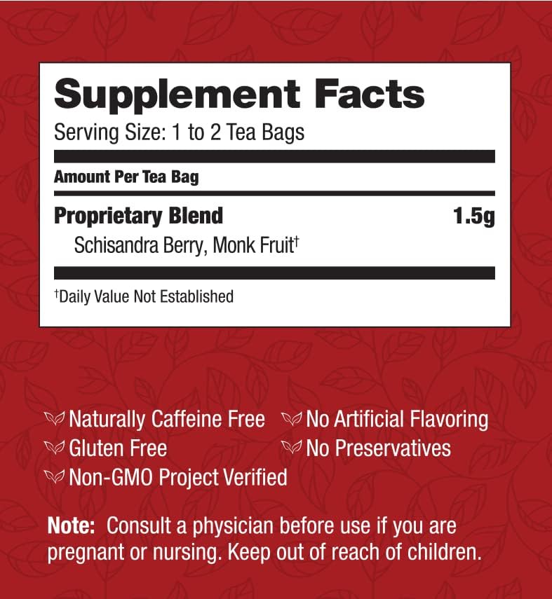 Bravo Tea Absolute Schisandra Berry Herbal Tea Caffeine Free, 20 Tea Bags