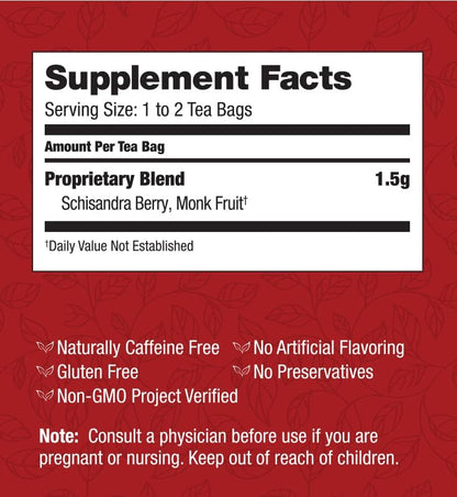 Bravo Tea Absolute Schisandra Berry Herbal Tea Caffeine Free, 20 Tea Bags