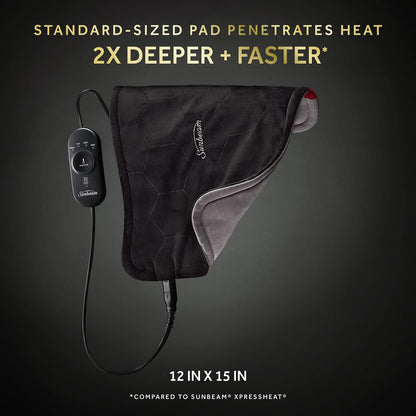 Sunbeam AdvancedHeat King-Sized Heating Pad, Sunbeam Heating Pad for Tough Pain Relief