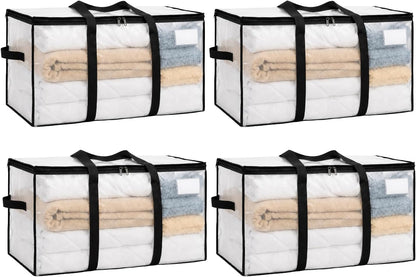 Comforter Storage Bags with Zipper and Handles (90L) - Extra Large Heavy Duty Moving Bags, Waterproof Blanket & Clothes Storage Bags, Foldable Under Bed Storage Totes for Bedding, Closet, College Dorm