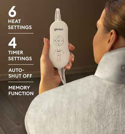 GENIANI Electric Heating Pad for Back Pain & Cramps Relief, Electric Throw, Self Care Gifts for Women, Heating Pad for Neck & Shoulder, Machine Washable Microplush, Auto Shut Off (12"x24", Tabby Gray)