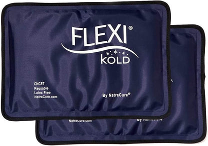 2 FlexiKold Gel Ice Packs (Standard Large: 10.5" x 14.5") - Reusable Cold Pack for Injuries, for Back Pain Relief, Migraine Relief Pad, After Surgery, Postpartum, Headache, Shoulder - 6300-COLD 2PK