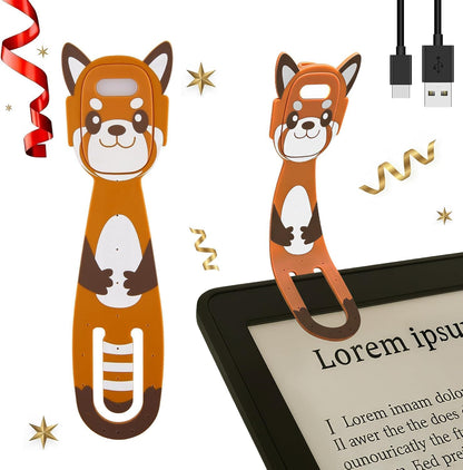 Rechargeable Kids Book Light, Cute Bookmark Reading Light for Kids, Dimmable Portable LED Book Light for Reading in Bed, Eye-Caring Bedtime Reading Lamp for Children & Travel, Black