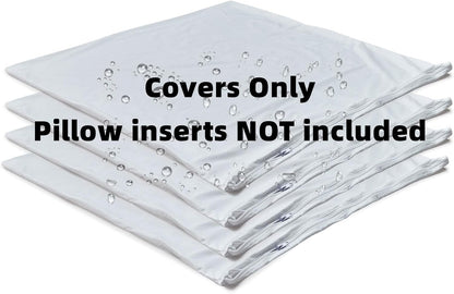 Kingnex 4 Pack Waterproof Down Feather Proof Pillow Protectors with Zipper 20x20 Zippered Pillow Covers for Square Throw Pillow