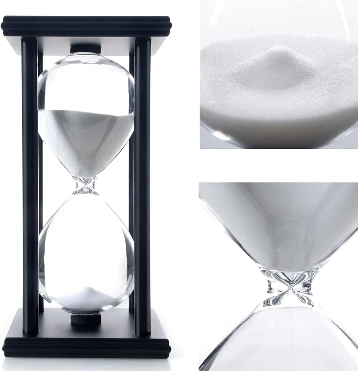 hourglas Sand Timer 30/60 Minutes Desktop Decorations Reloj de Arena ampulheta Sandglass (Black Sand,5.5 * 3.2 * 3.2inch,30min)
