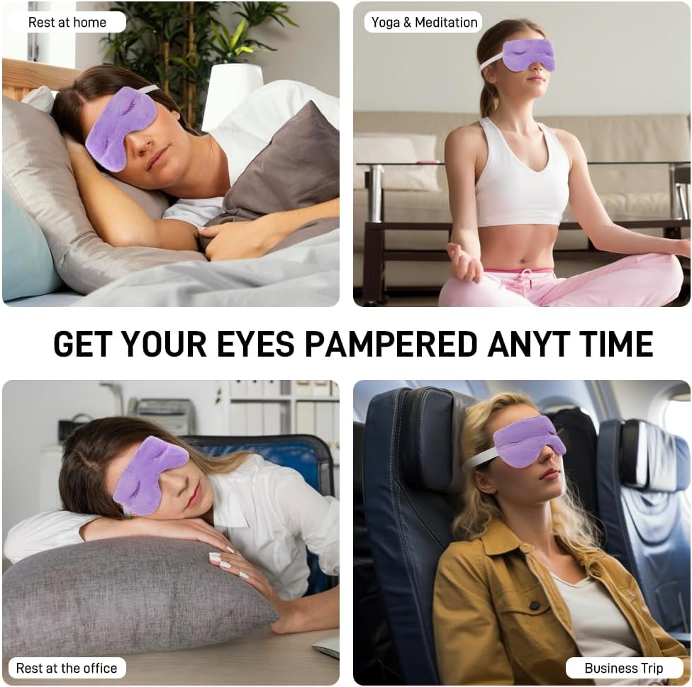 Eye Pillow for Yoga, Relaxation, Sleeping, Microwavable Weighted Eye Mask Heated for Meditation, Dry Eyes, Moist Heat Hot & Cold Eye Compress with Flaxseeds Therapy (Pink)