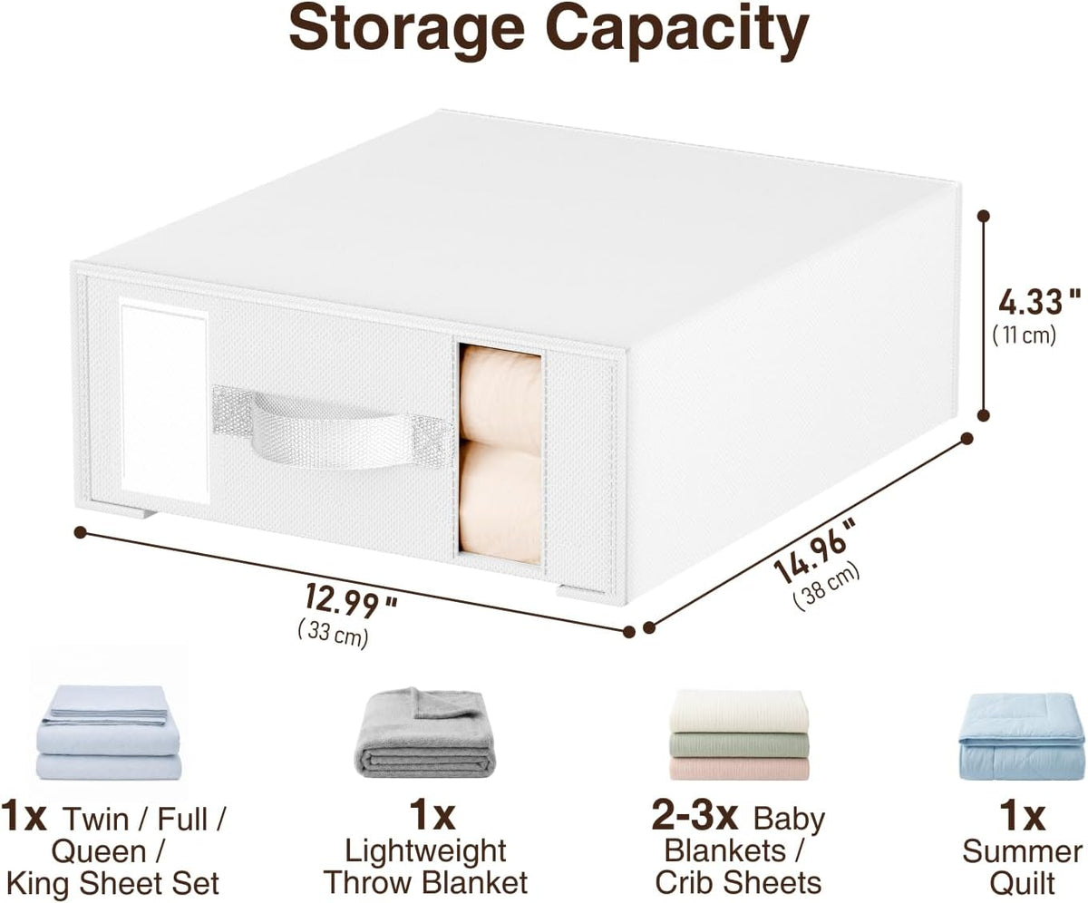 DIMJ Bed Sheet Organizers and Storage - Foldable Sheet Holder, Linen Closet Organizer Box for Sheets Set, Bedding, Blankets, Towel (King & Queen Size), Grey