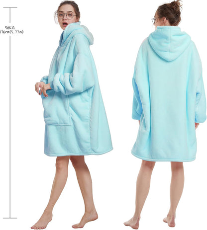Aemilas Wearable Blanket Hoodie - Warm Sherpa Blanket Sweatshirt as Gifts for Adult Women Mom Men, One Size Fits All