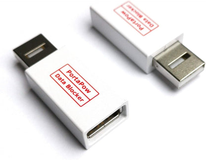 PortaPow USB Data Blocker (White 2 Pack) - Protect Against Juice Jacking