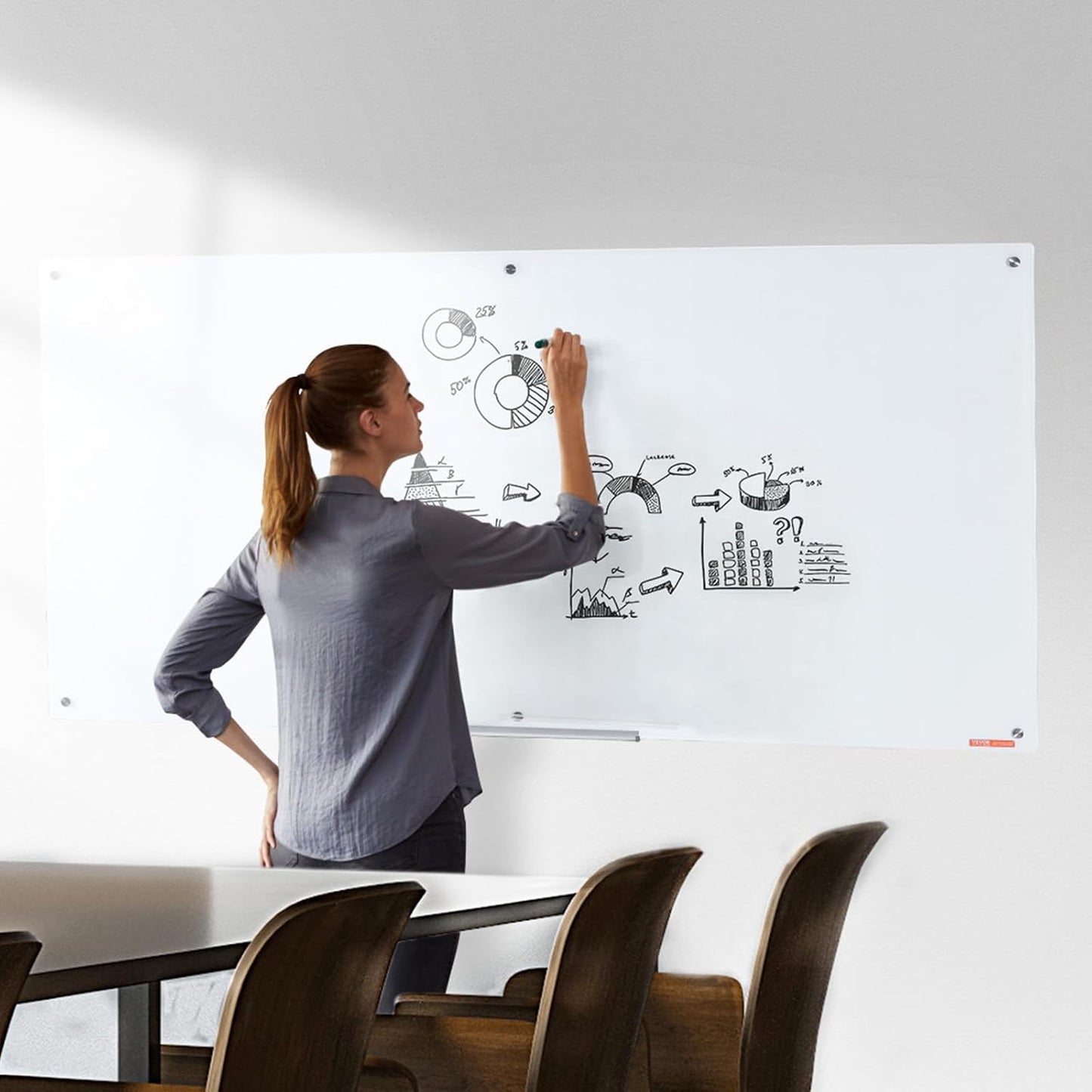 VEVOR Dry Erase Calendar for Wall, 36 x 24 Inches Whiteboard Calendar, Monthly Planner Magnetic Dry Erase Board, 1 Magnetic Erase & 2 Dry Erase Marker & Movable Tray for Restaurant Office Home School
